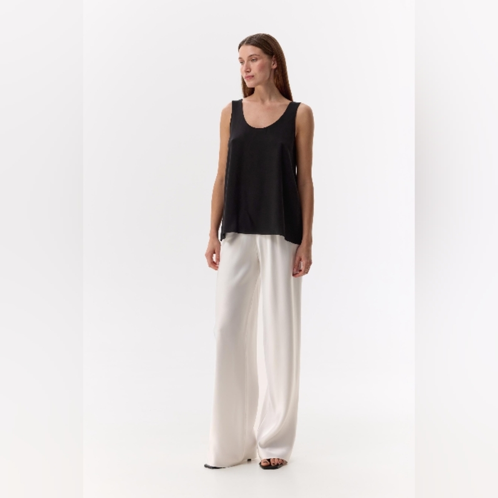 Club Monaco 100% Silk Tank Blouse Sleeveless Black Women's Size S-P Offixe